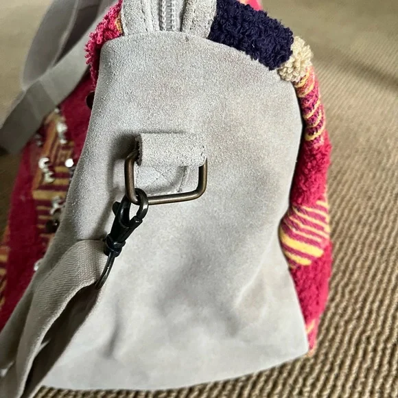 NWOT Free People First Class Suede Embellished Weekender in Primrose Bag - Picture 11 of 12